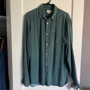 Frank and Oak chambray shirt forest green NWOT sz L